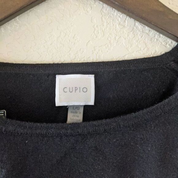 Cupio Black Sweater with Flowy Sleeves Large - Picture 3 of 6